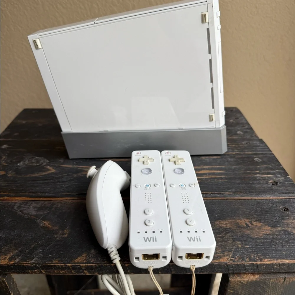 Nintendo Wii Console with Controllers and Cords